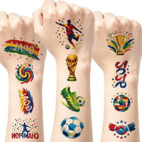 OFJRAP close-up of oil-painting-style football tattoo sheet highlighting artistic detail and vibrant color