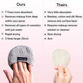 Ogato pad in use removing mascara for cleaner, softer skin