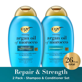 OGX closeup of bottle label highlighting Lipi Pro Shield Technology benefit
