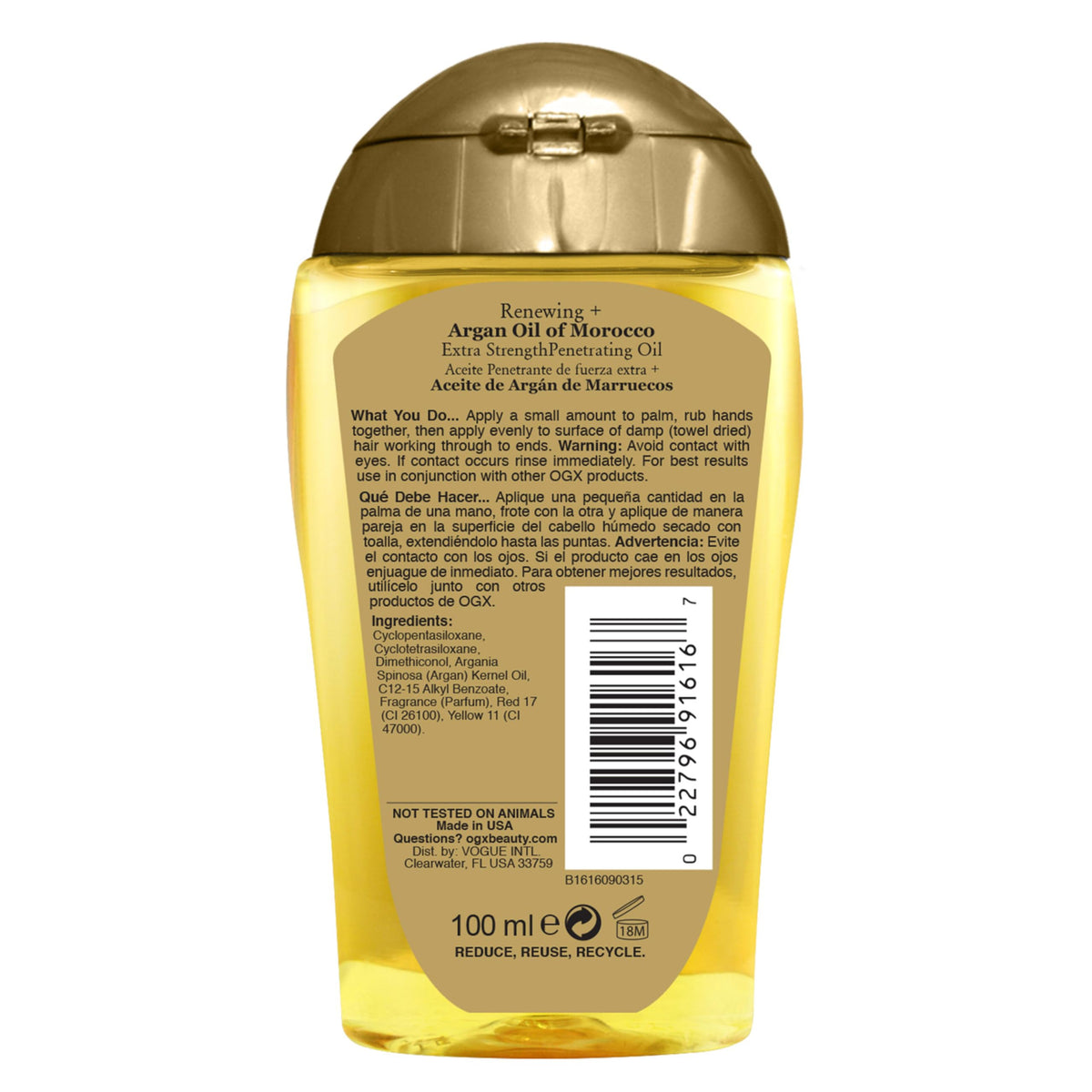 OGX bottle on bathroom shelf in lifestyle scene evoking daily hair care