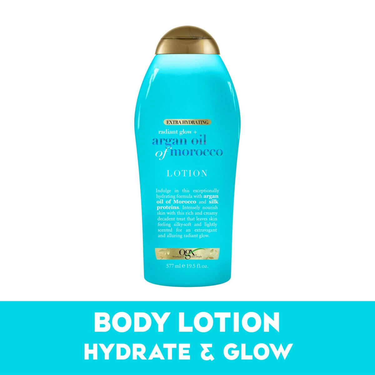 OGX lotion pump dispensing creamy texture for fast absorption benefit