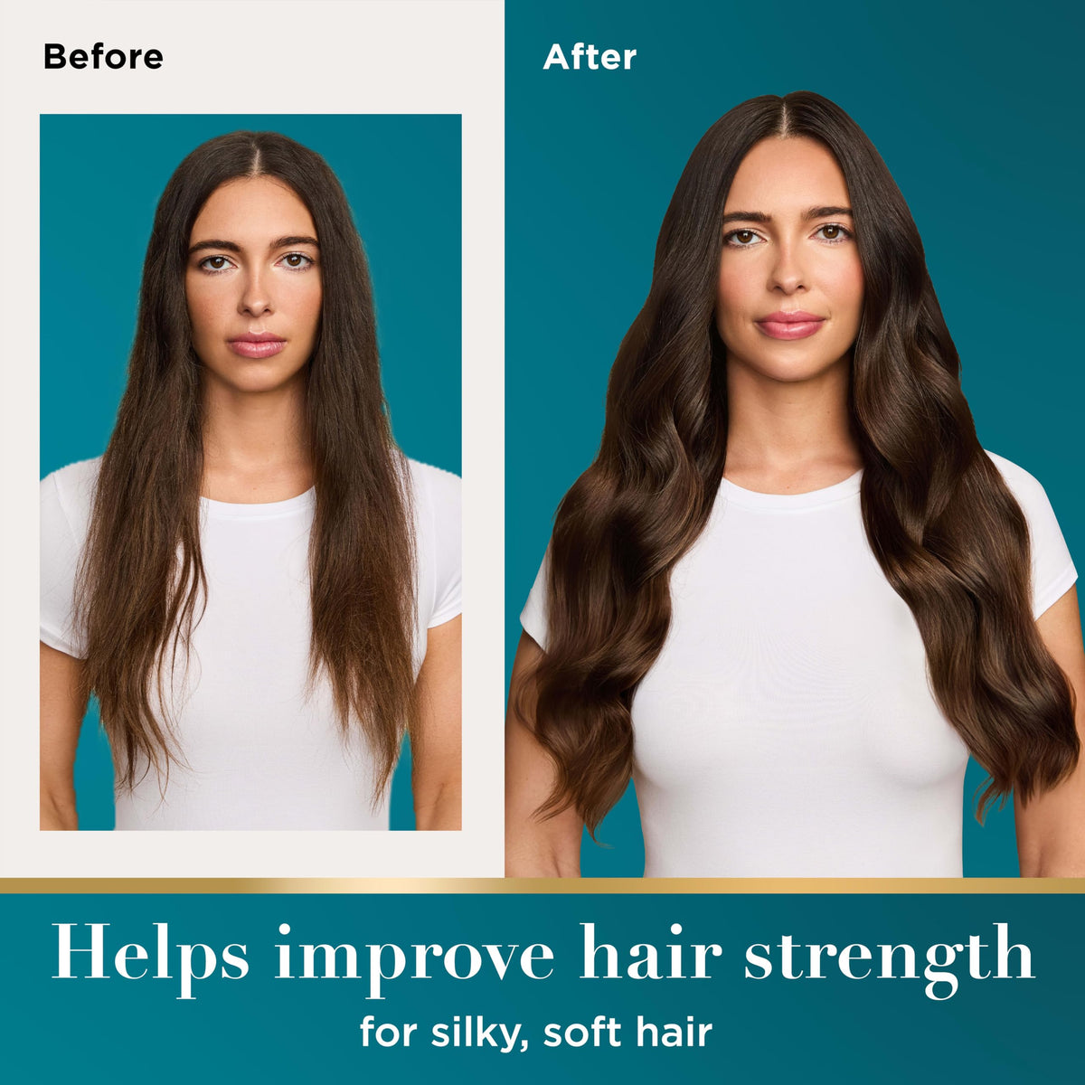 OGX Renewing Argan Oil pour texture close-up showing lightweight absorption