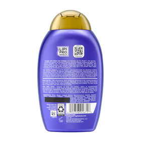 OGX conditioner on bathroom shelf beside styling tools for salon finish