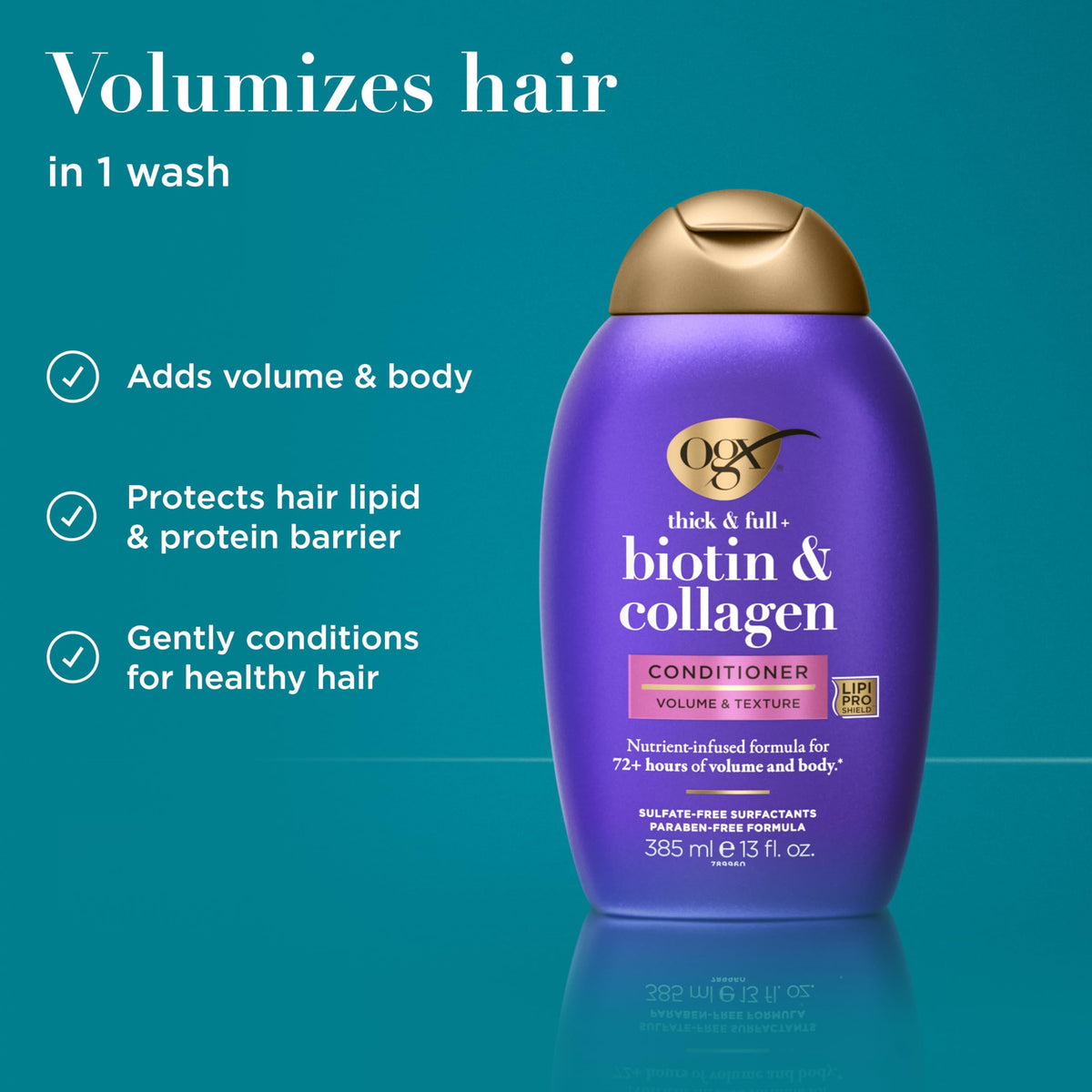 OGX conditioner creamy texture close-up illustrating rich nutrient formula