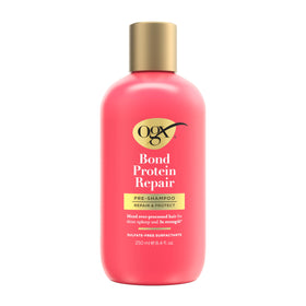 OGX front packaging showing product bottle and repair benefit