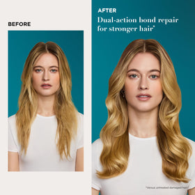 OGX mist droplets on hair strand showing lightweight texture and shine