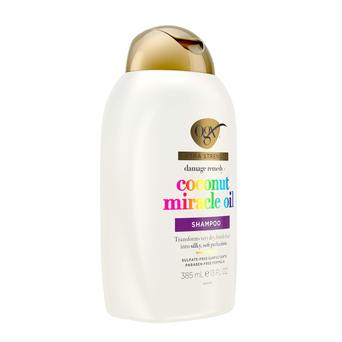 OGX back label ingredient list, shows paraben-free and sulfate-free