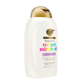 OGX product label detail highlighting coconut oil and paraben-free benefit