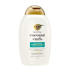 OGX bottle on bathroom shelf styled in lifestyle setting for appeal