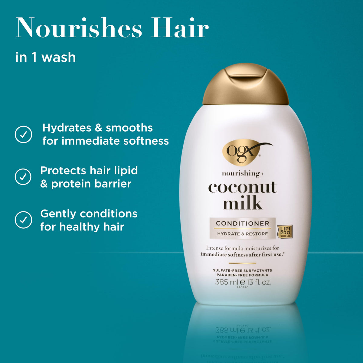 OGX creamy conditioner texture close-up showing rich moisturizing feel