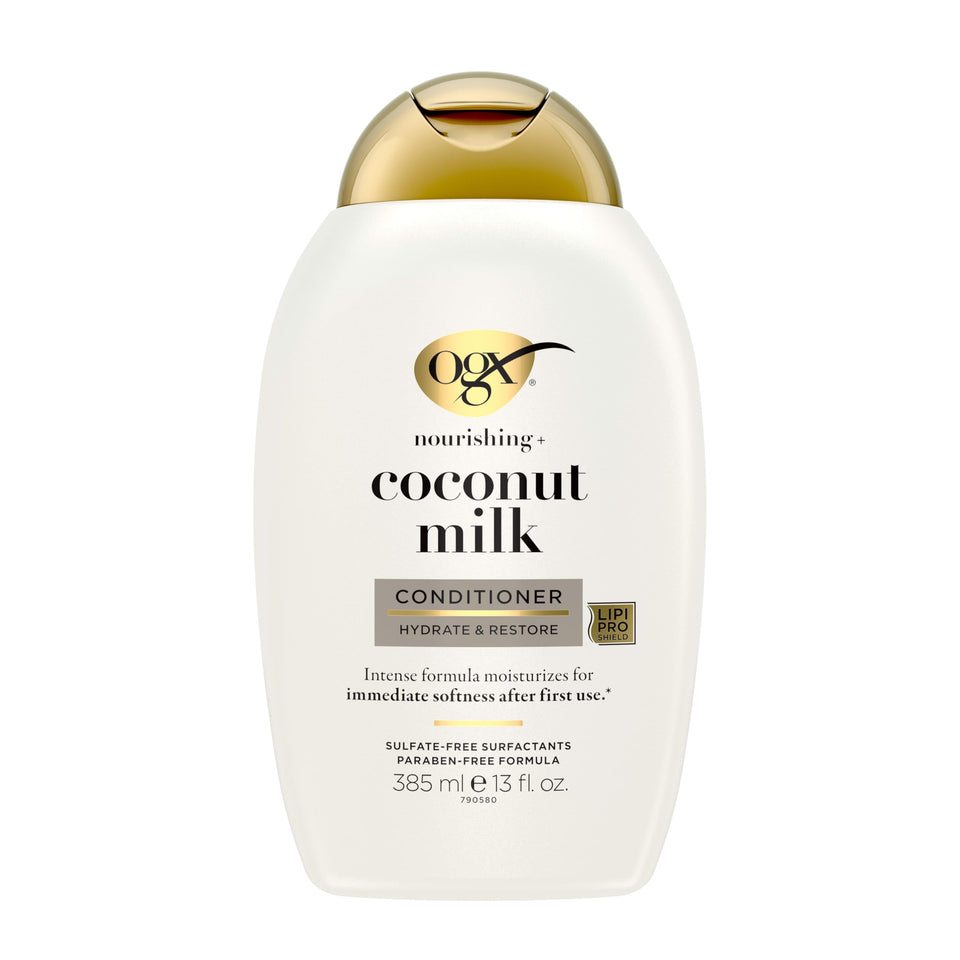 OGX front bottle image showing nourishing coconut milk conditioner benefits
