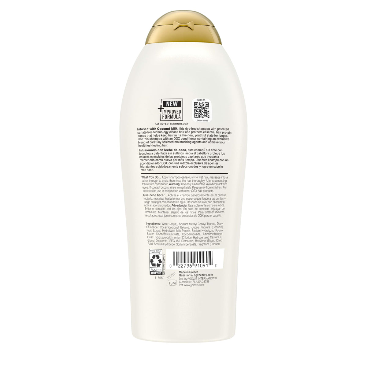OGX label close-up showing LipiPro Shield technology and protective benefit