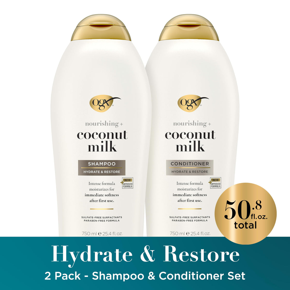 OGX coconut milk shampoo pour texture demonstrating gentle lather and lightweight hydration