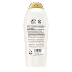 OGX model with soft, smooth hair after use showing improved frizz control benefit