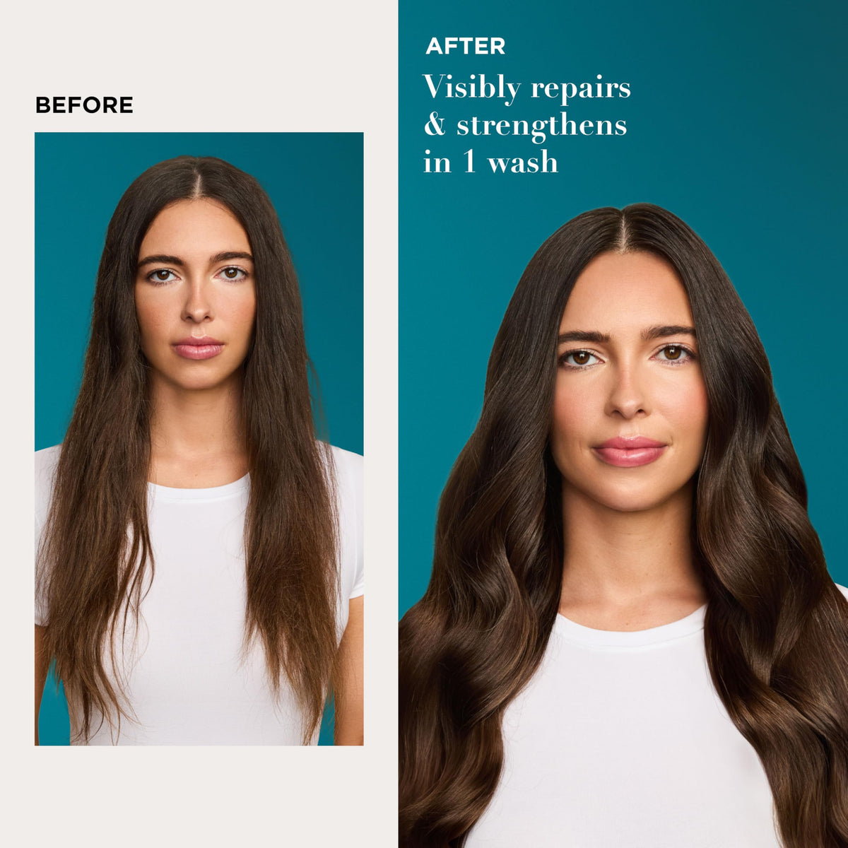 OGX creamy conditioner pour highlighting texture for smooth application
