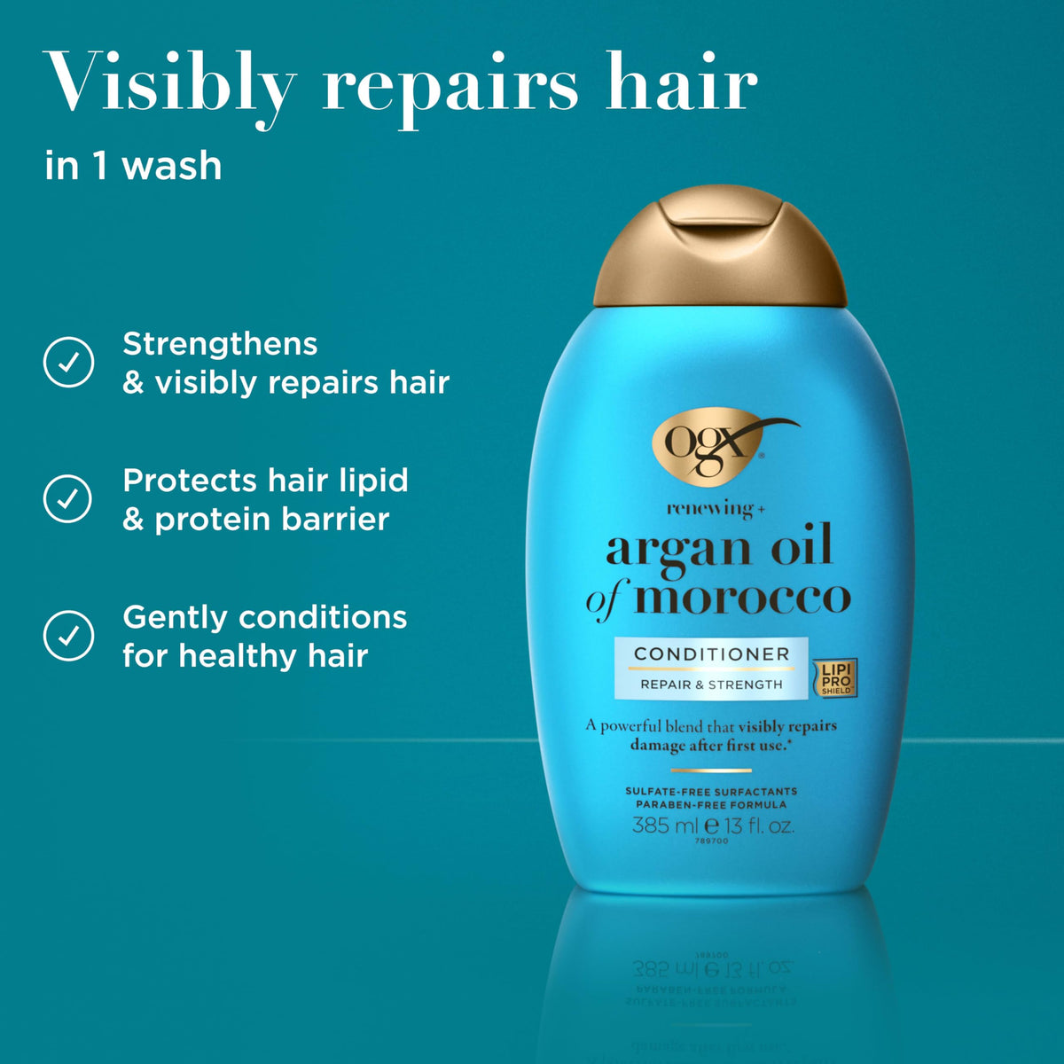 OGX creamy conditioner texture close-up for nourishing feel