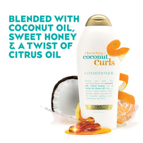 OGX conditioner cream texture pouring to show richness and slip benefit