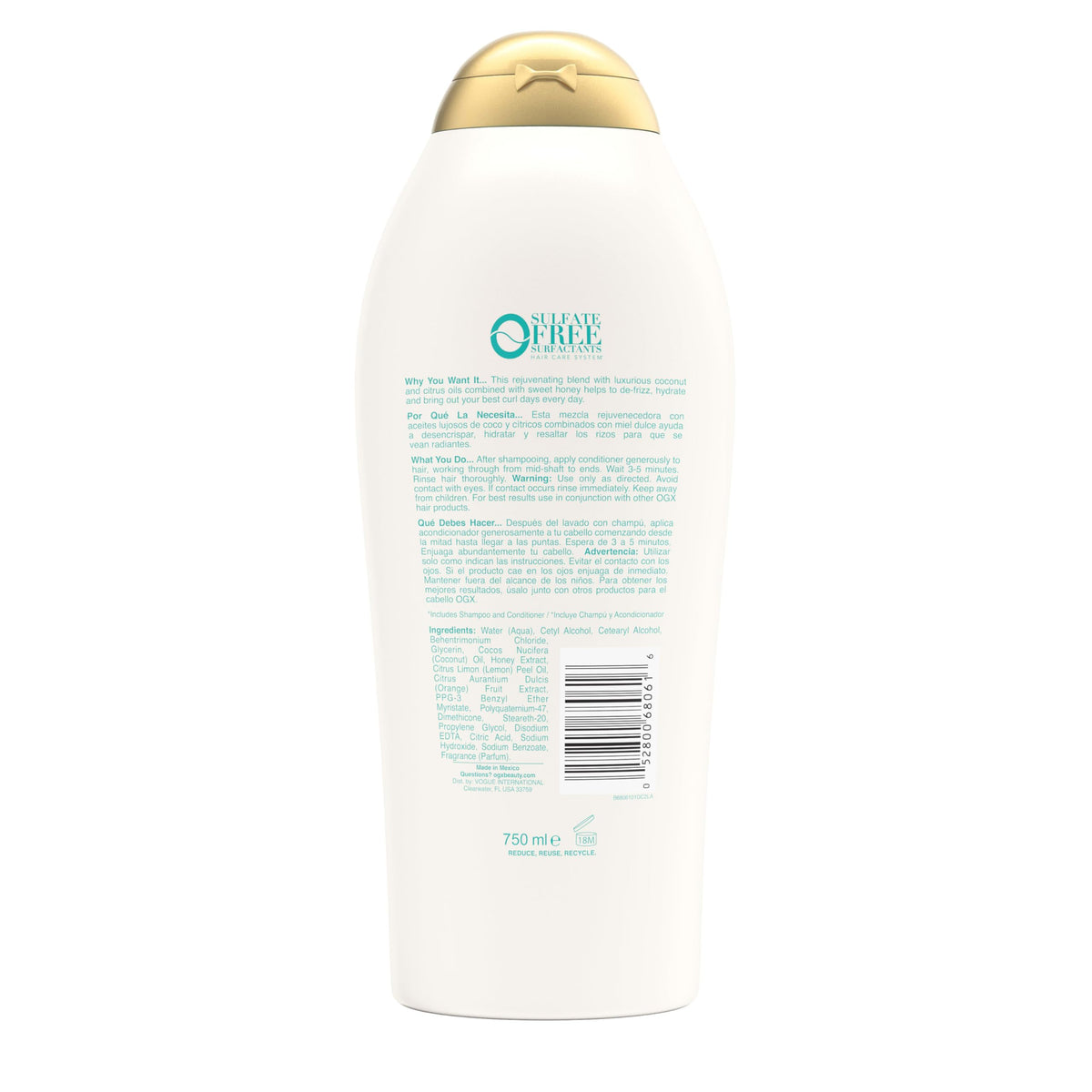 OGX finished curly hair outdoors showing defined, bouncy curls benefit