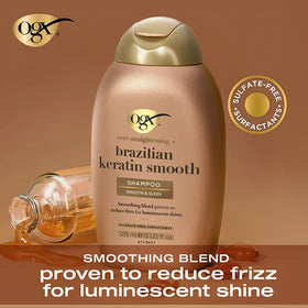 OGX back label close-up highlighting ingredients list and gentle formula benefit
