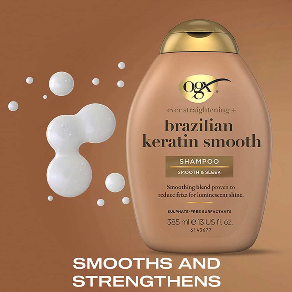 OGX shampoo foamy lather in hand showing cleansing action and softening benefit