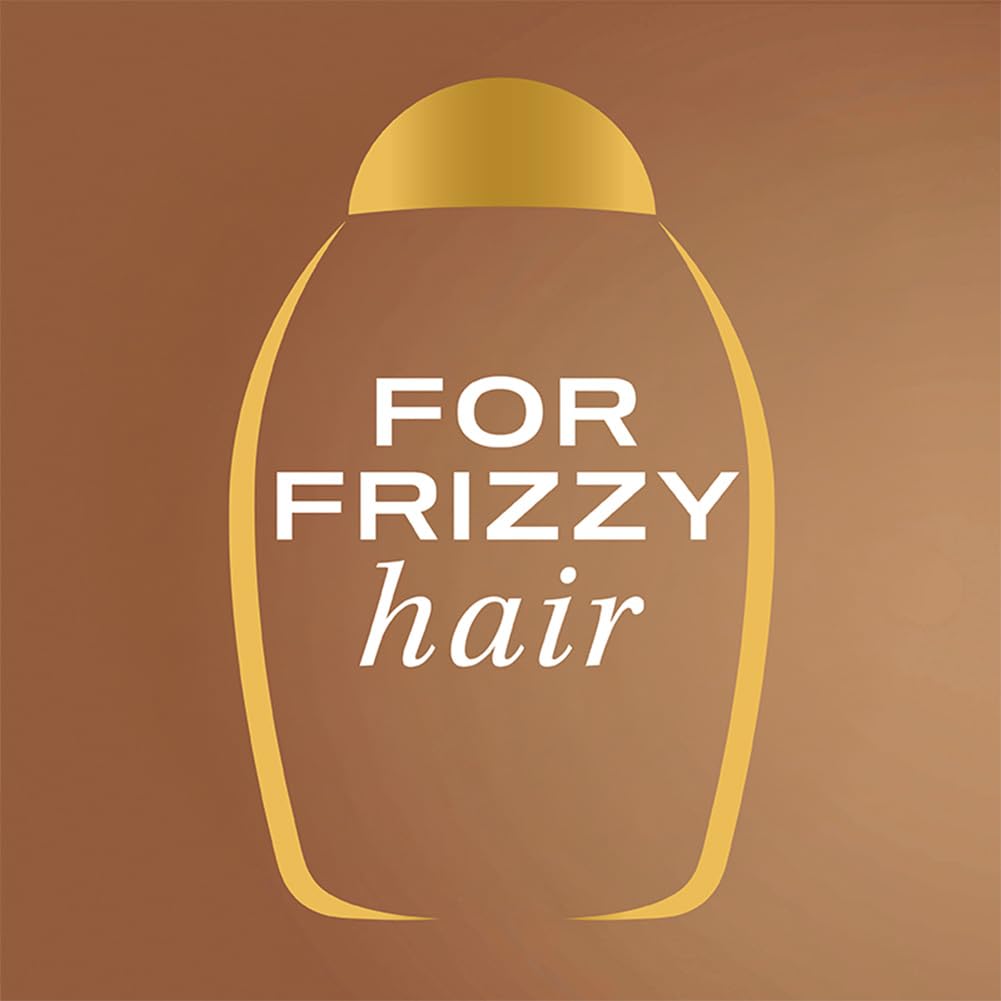 OGX creamy shampoo texture with oil sheen highlighting moisturizing and smoothing benefit
