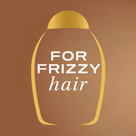 OGX creamy shampoo texture with oil sheen highlighting moisturizing and smoothing benefit