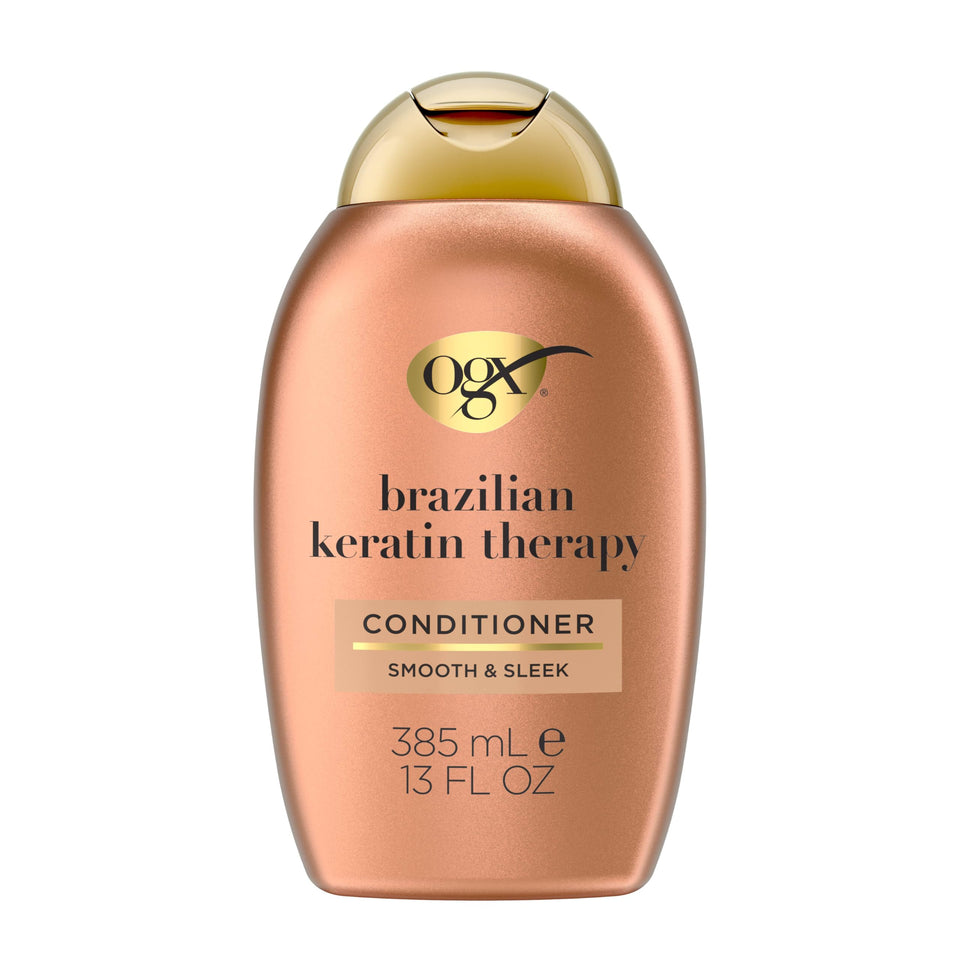 OGX bottle front packaging showing product and benefits