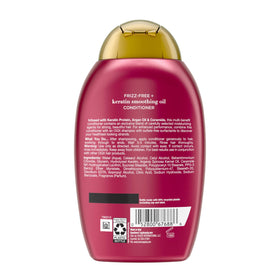 OGX bottle staged on bathroom shelf suggesting everyday grooming convenience