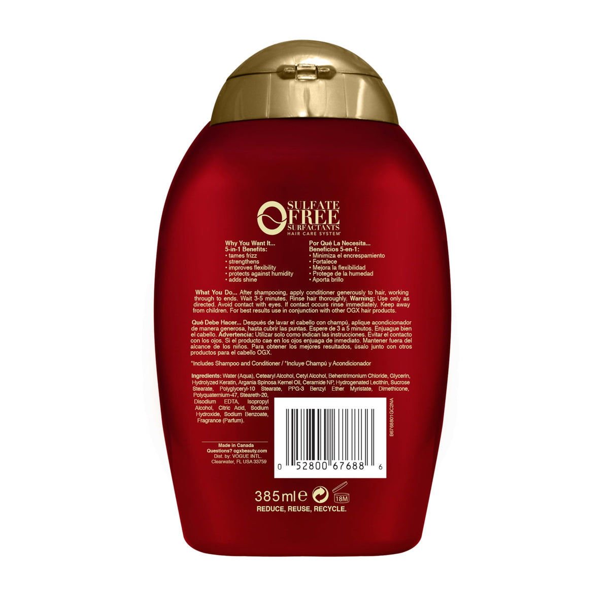 OGX tropical fragrance ingredients like pineapple and orange implying fresh scent