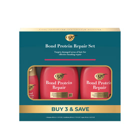 OGX front packaging showing three repair products and benefits