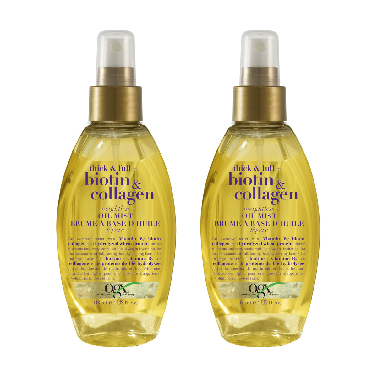 OGX front packaging two-pack showing bottles and label for convenient backup