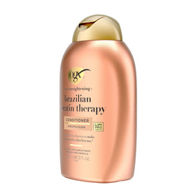 OGX-treated hair showing smooth, shiny finish and reduced frizz