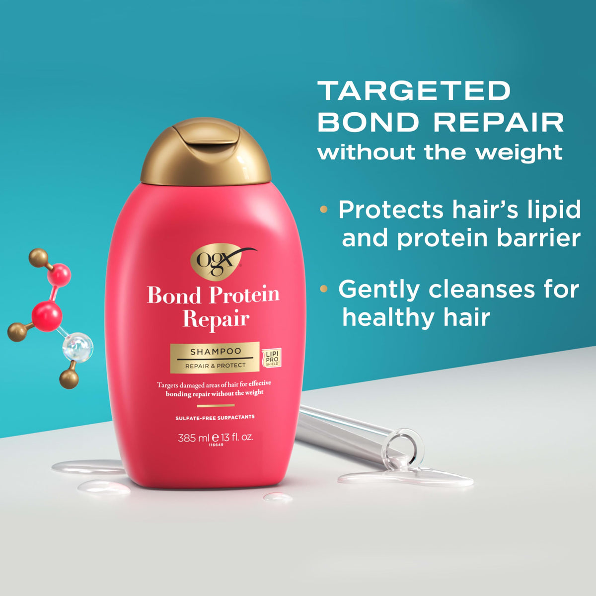 OGX heat protect spray nozzle mist offering 450°F thermal defense