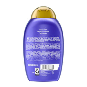 OGX bottle on salon counter next to mirror showing professional finish