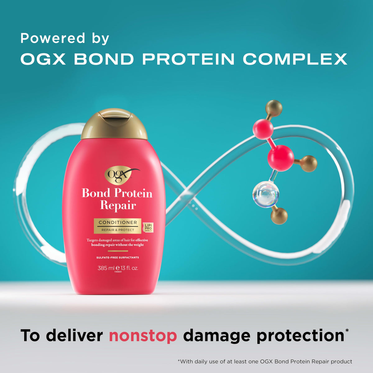 OGX product label highlighting Bond Complex for bond rebuilding