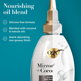 OGX bottle angled to display label and user-friendly cap for easy use