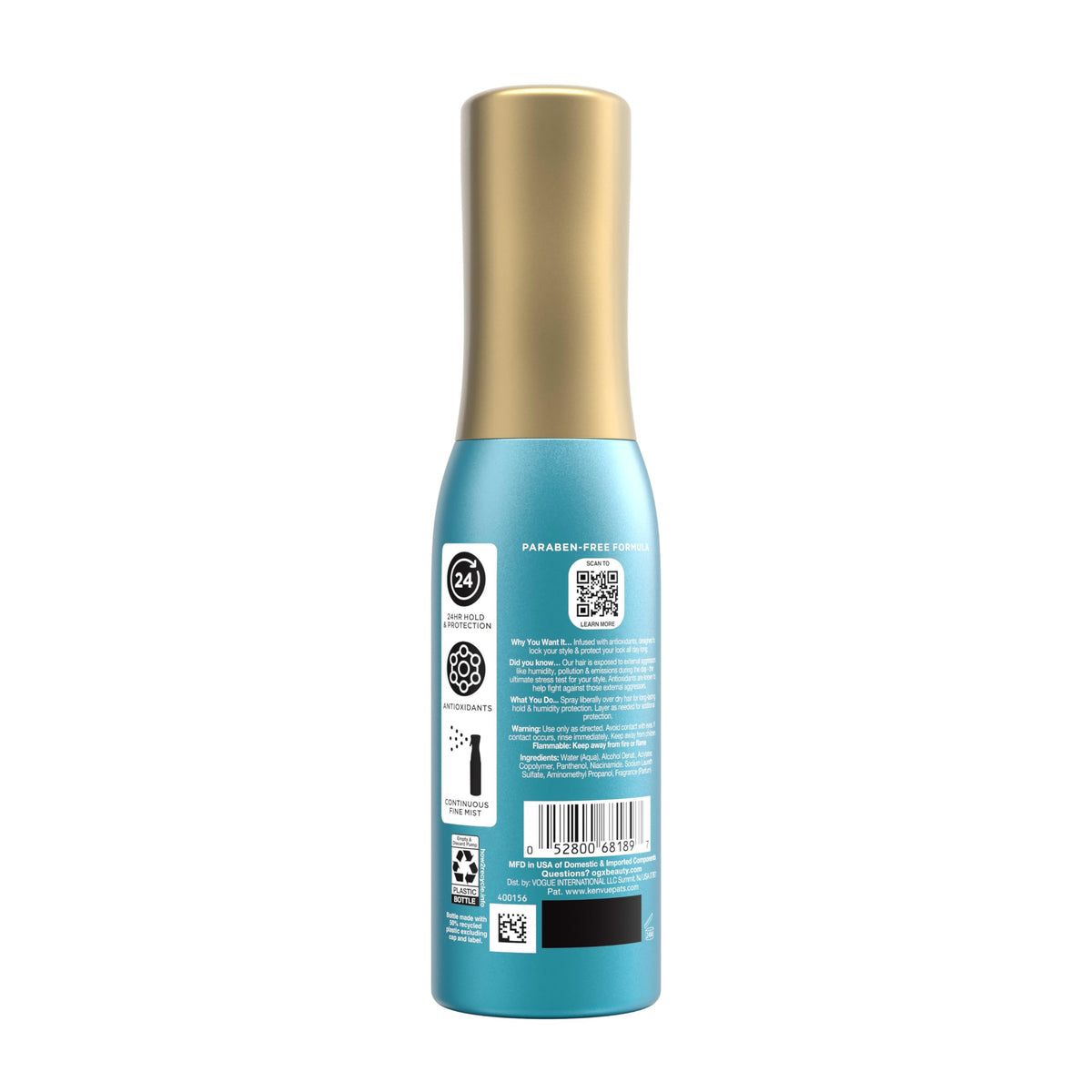OGX product beside antioxidants imagery, highlights protective benefit