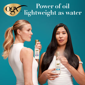 OGX Plump Emulsion held in hand for scale indicating 6.5 fl oz travel-friendly sizing advantage