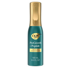 OGX bottle front packaging showing ProGrowth + Peptide Mist benefits