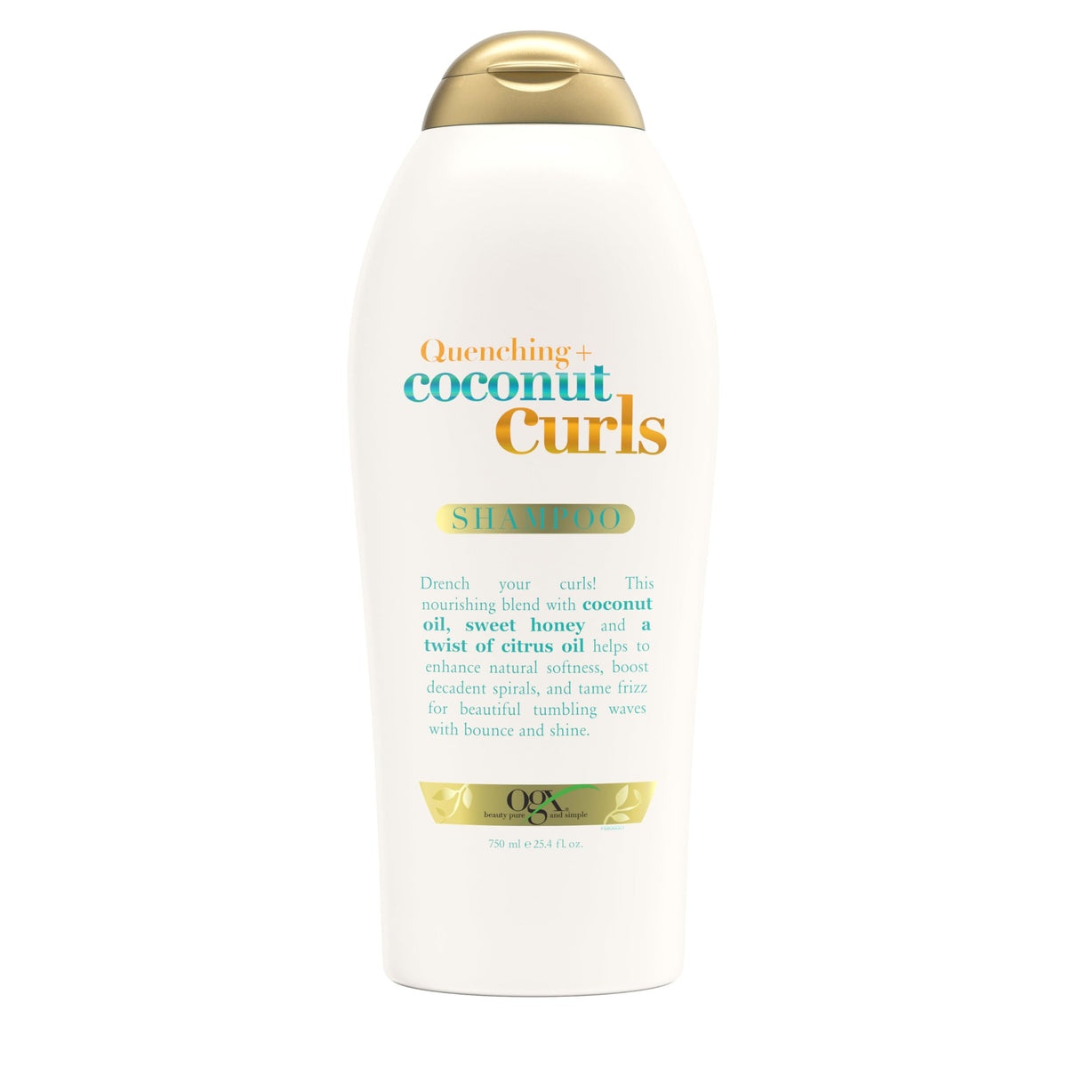 OGX bottle front packaging showing label and benefits