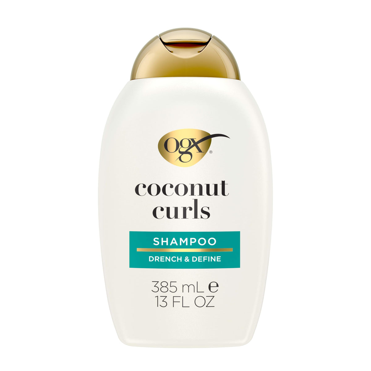 OGX bottle front packaging showing curl-defining benefits and scent