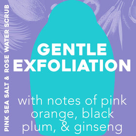 OGX close-up of gel texture with rose quartz highlighting gentle exfoliation
