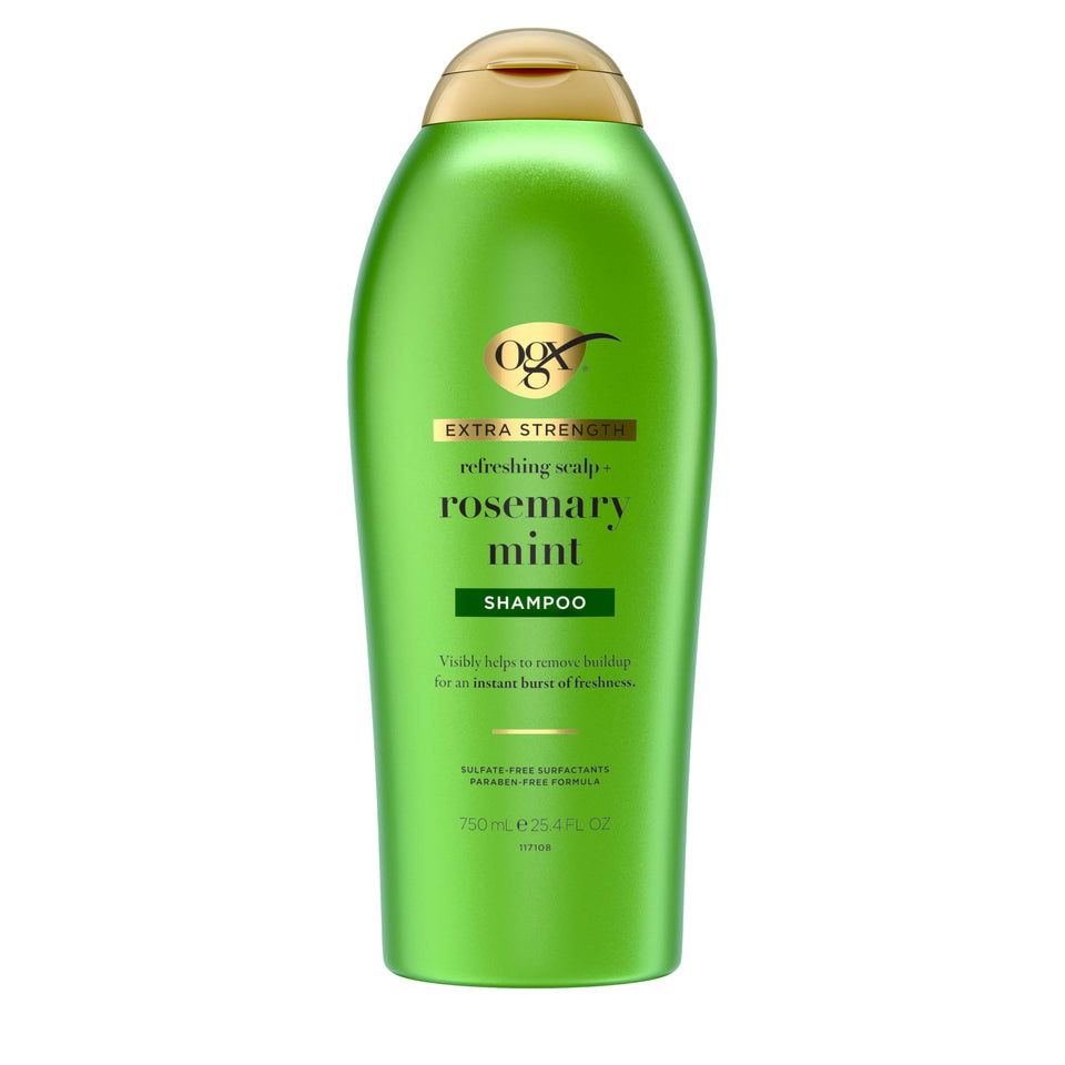 OGX front bottle showing label and 25.4 fl oz size for lasting use