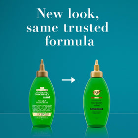 OGX creamy lightweight formula pouring to show texture and spreadability