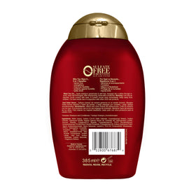 OGX bottle used in shower showing effortless everyday use