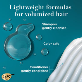 OGX shampoo lather texture demonstrating gentle, foamy cleanse