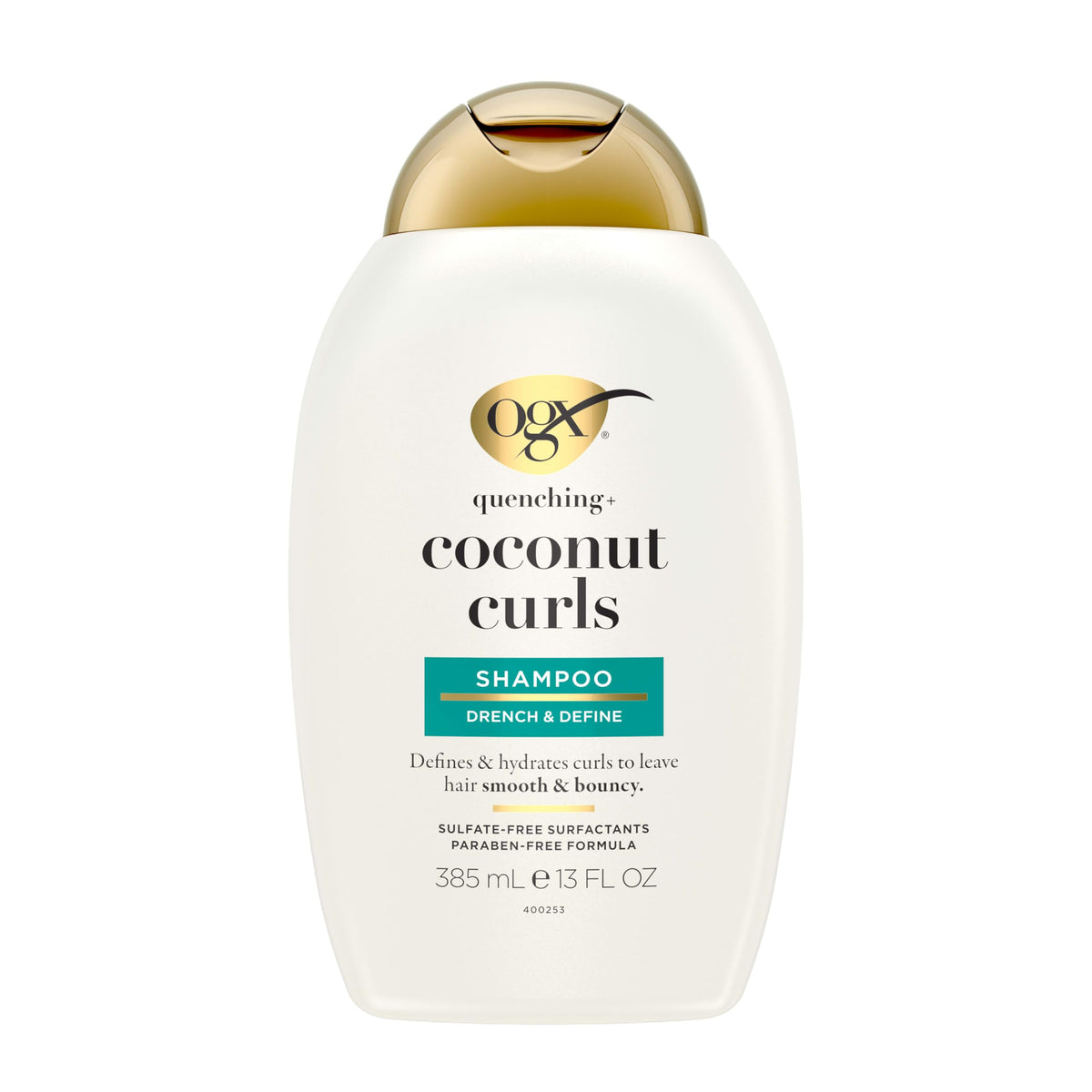 OGX shampoo texture being poured illustrating creamy, hydrating lather
