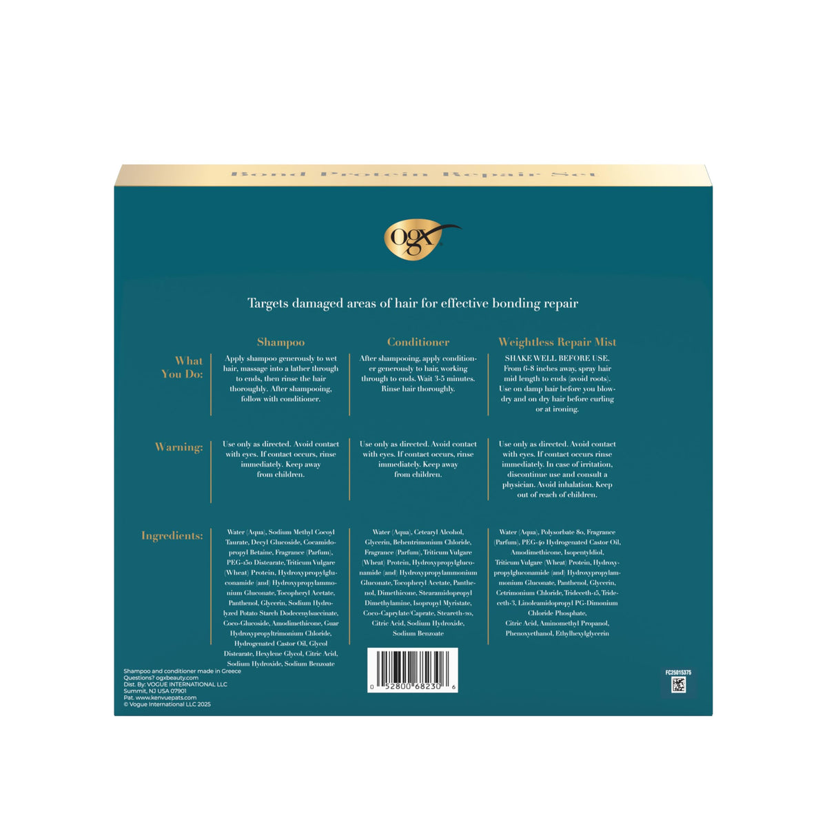 OGX shampoo pouring texture showing gentle, weightless repair