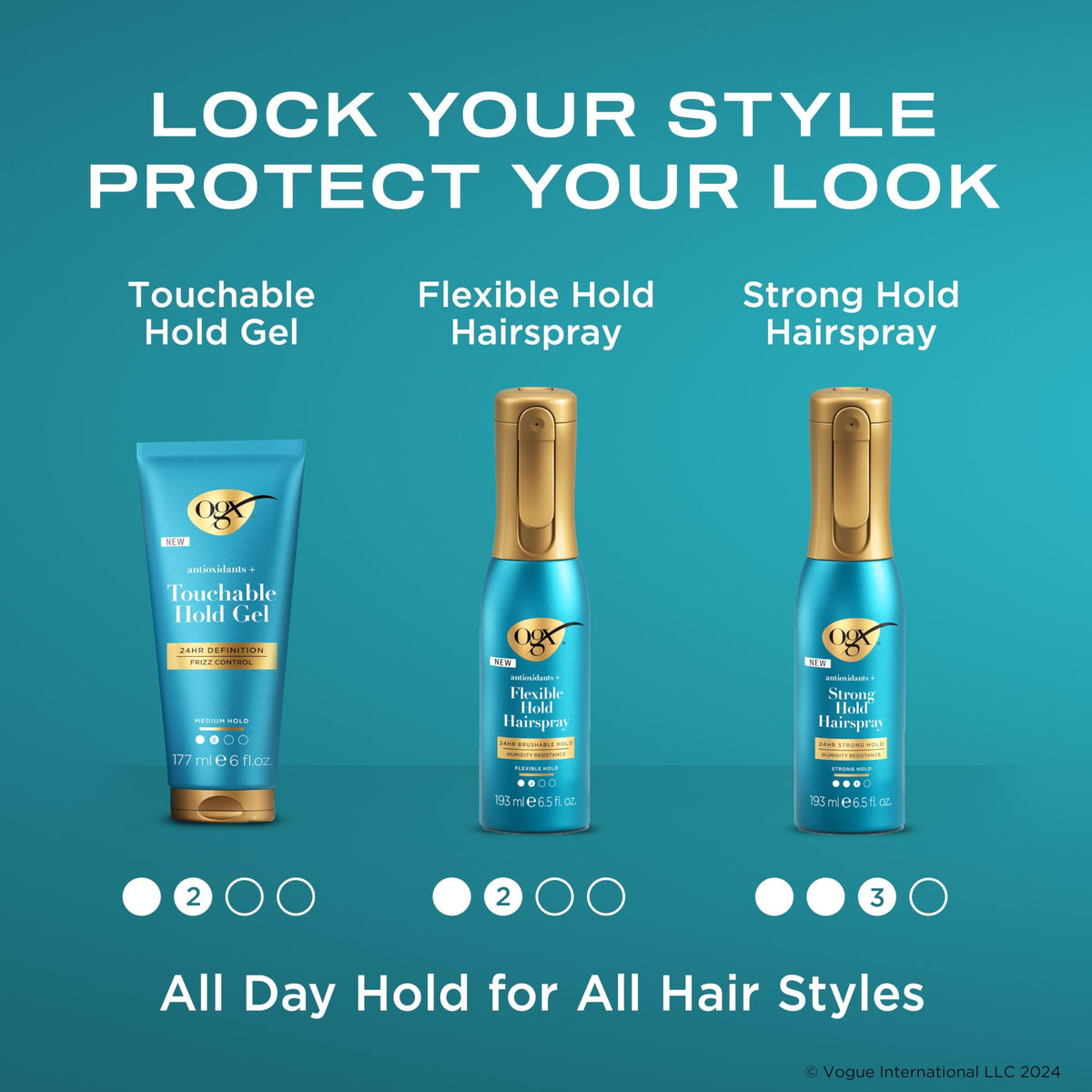 OGX detail of hair strand with touchable finish, natural-feel benefit