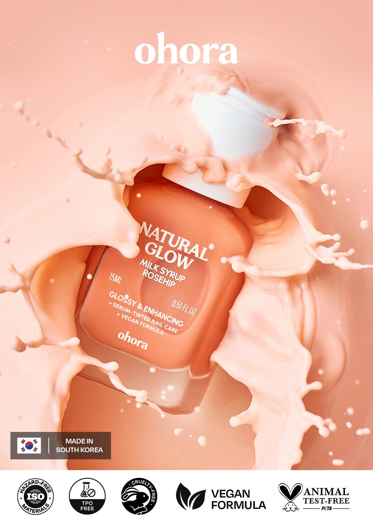 ohora application on hand demonstrating quick-dry shine benefit